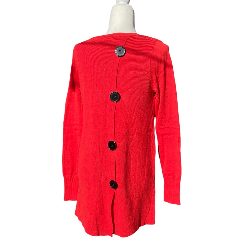 Halogen Split Back Oversized Button Tunic Red Sco… - image 2